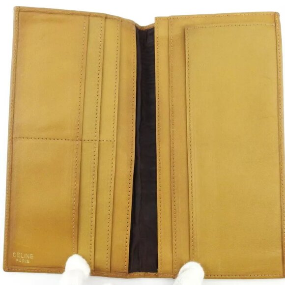 CELINE length wallet macadam beige PVC ?~ leather Authentic used - Picture 5 of 9